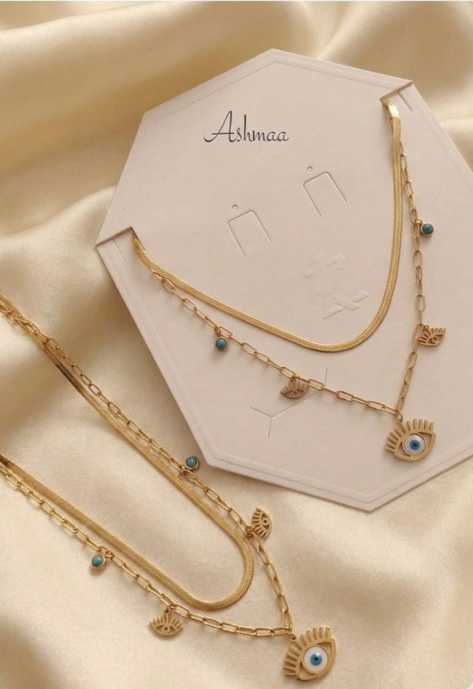 Evil Eye Layered Snake Chain Necklace