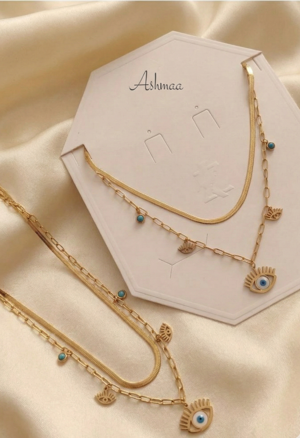 Evil Eye Layered Snake Chain Necklace