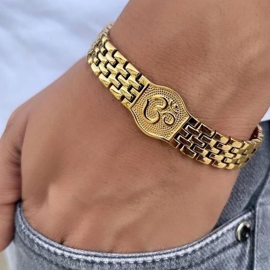 Om Gold-Plated Men's Bracelet